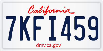 CA license plate 7KFI459