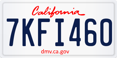 CA license plate 7KFI460