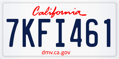 CA license plate 7KFI461