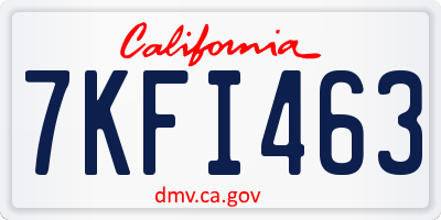 CA license plate 7KFI463