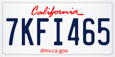 CA license plate 7KFI465