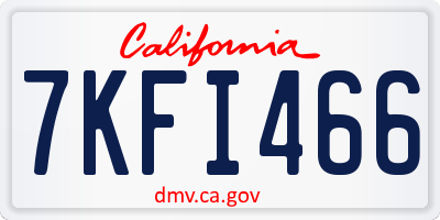 CA license plate 7KFI466
