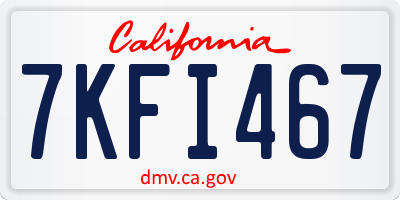 CA license plate 7KFI467