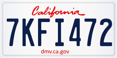 CA license plate 7KFI472
