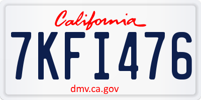 CA license plate 7KFI476