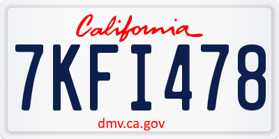 CA license plate 7KFI478