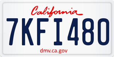 CA license plate 7KFI480