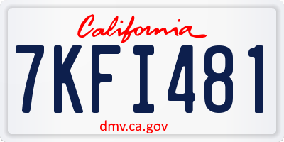 CA license plate 7KFI481
