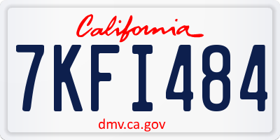 CA license plate 7KFI484