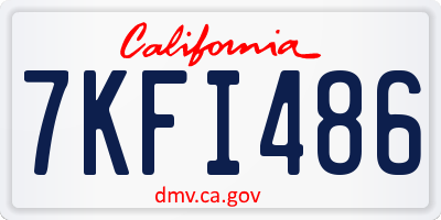 CA license plate 7KFI486