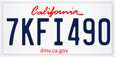 CA license plate 7KFI490