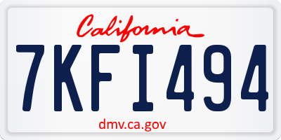 CA license plate 7KFI494