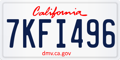 CA license plate 7KFI496