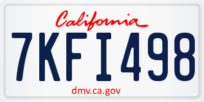 CA license plate 7KFI498