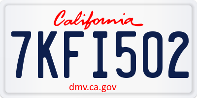 CA license plate 7KFI502