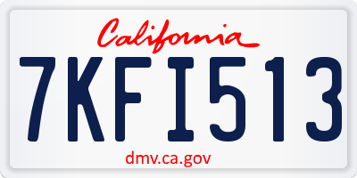 CA license plate 7KFI513