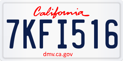 CA license plate 7KFI516