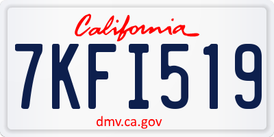 CA license plate 7KFI519