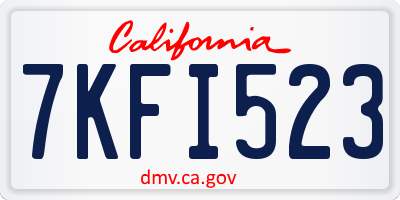 CA license plate 7KFI523