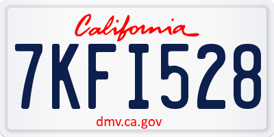 CA license plate 7KFI528