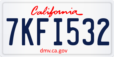 CA license plate 7KFI532