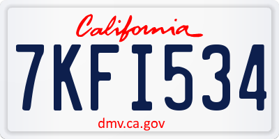 CA license plate 7KFI534