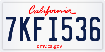 CA license plate 7KFI536