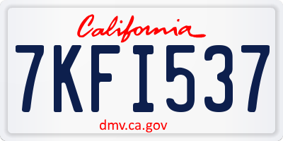 CA license plate 7KFI537