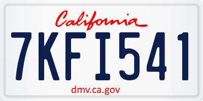 CA license plate 7KFI541