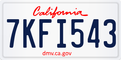 CA license plate 7KFI543