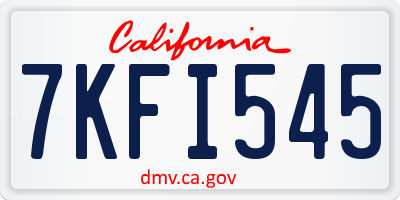 CA license plate 7KFI545
