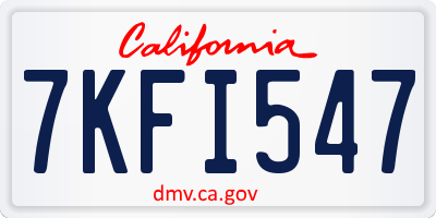 CA license plate 7KFI547
