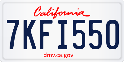 CA license plate 7KFI550