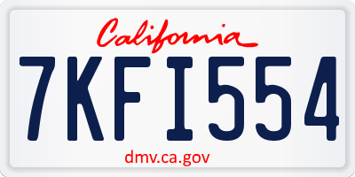 CA license plate 7KFI554
