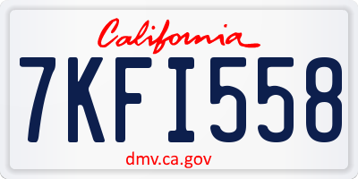 CA license plate 7KFI558