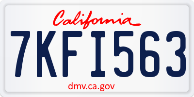 CA license plate 7KFI563
