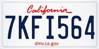 CA license plate 7KFI564