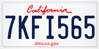 CA license plate 7KFI565