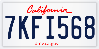 CA license plate 7KFI568