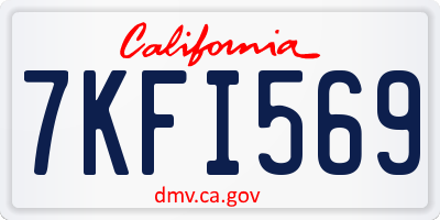 CA license plate 7KFI569