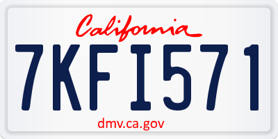CA license plate 7KFI571