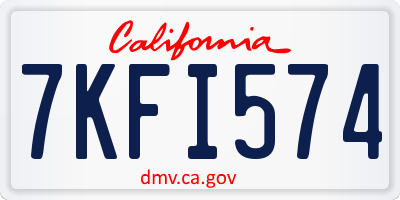 CA license plate 7KFI574