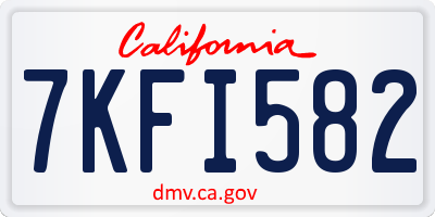 CA license plate 7KFI582