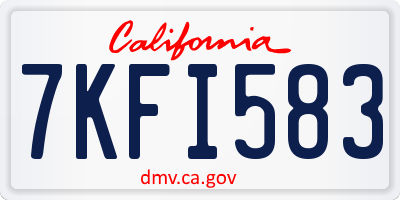 CA license plate 7KFI583