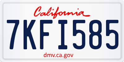 CA license plate 7KFI585
