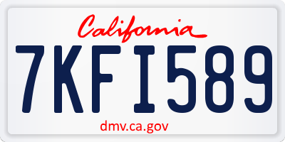 CA license plate 7KFI589