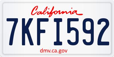 CA license plate 7KFI592
