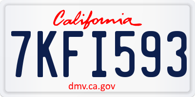 CA license plate 7KFI593