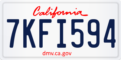 CA license plate 7KFI594