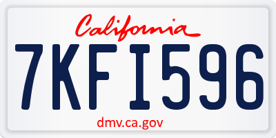 CA license plate 7KFI596